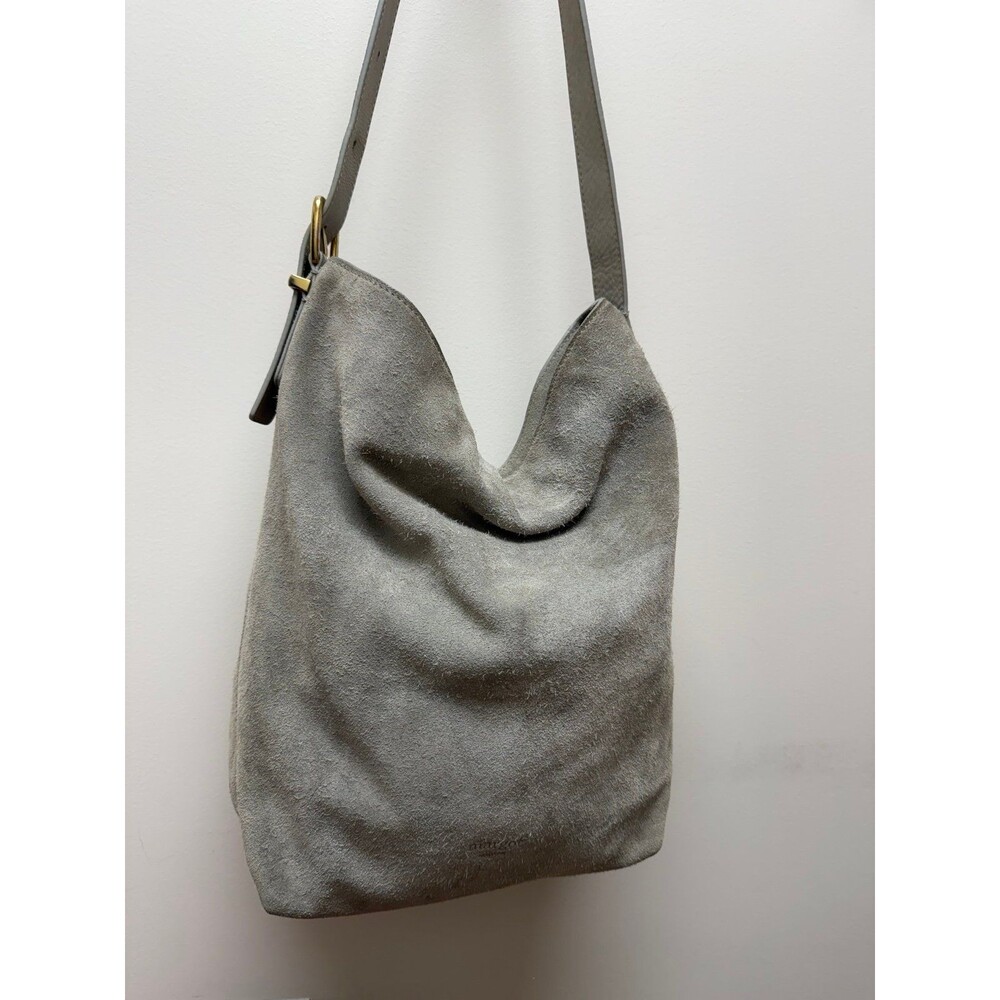 Margot New York Kaye LARGE Bucket Suede Leather Tote Bag Tan EUC